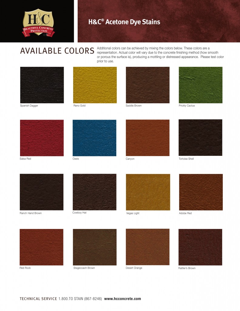 H&C Concrete Dyes Color Chart